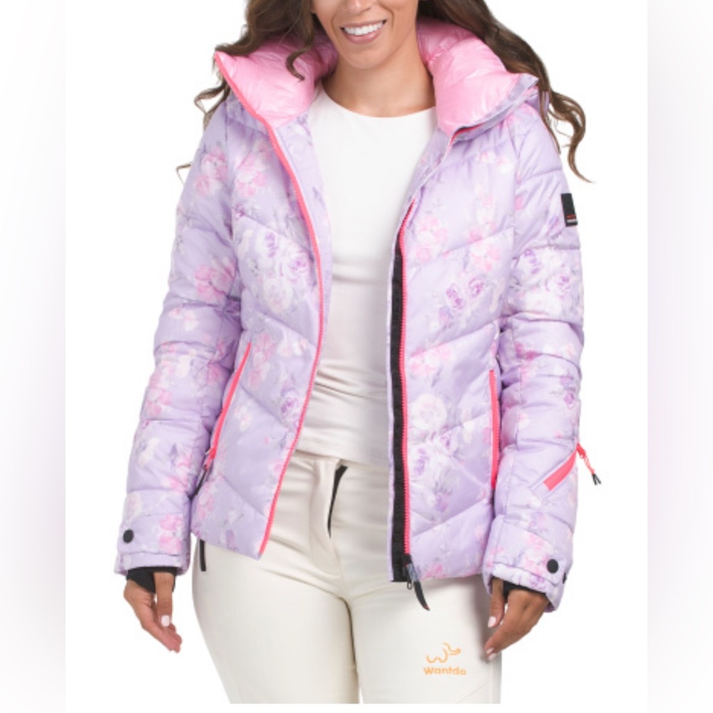 LoveShackFancy x Bogner Lilac Floral Saelly2 Ski Puffer Jacket